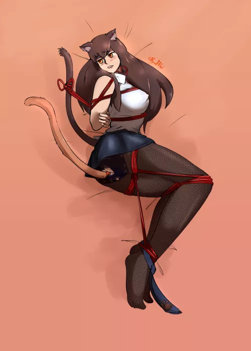 Cat girl bondage commission, made by me by RyufBoi