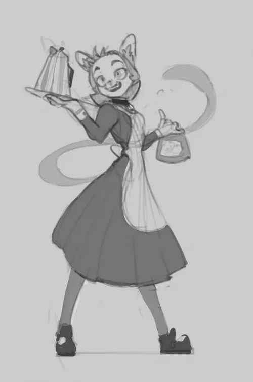 Cat maid sketch. by ZzzapBoomShhh