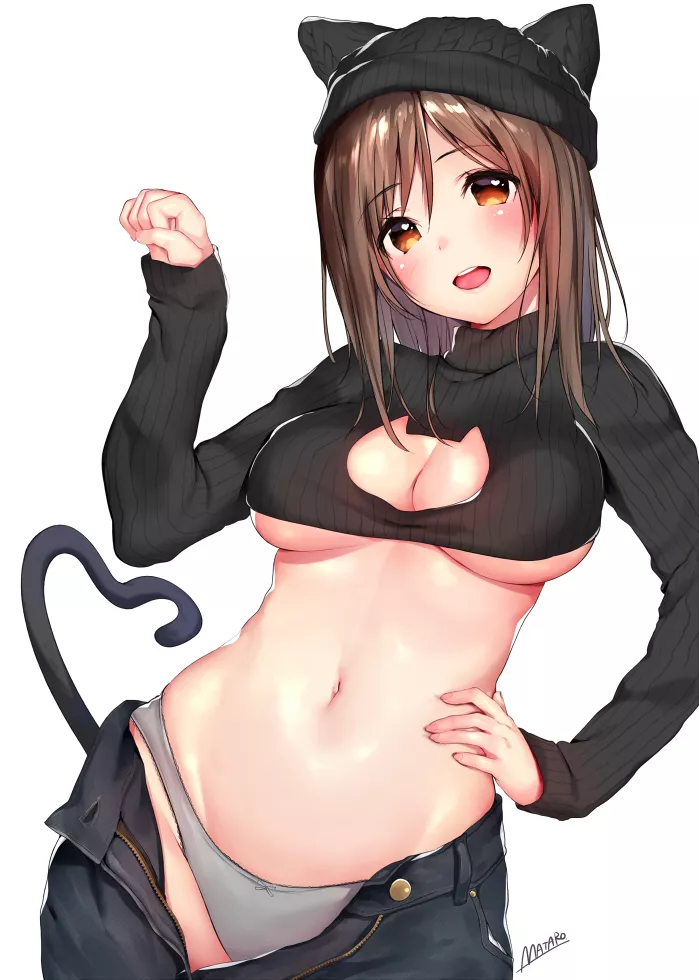 Catgirl midriff and pantsu [original] posted by D45_B053
