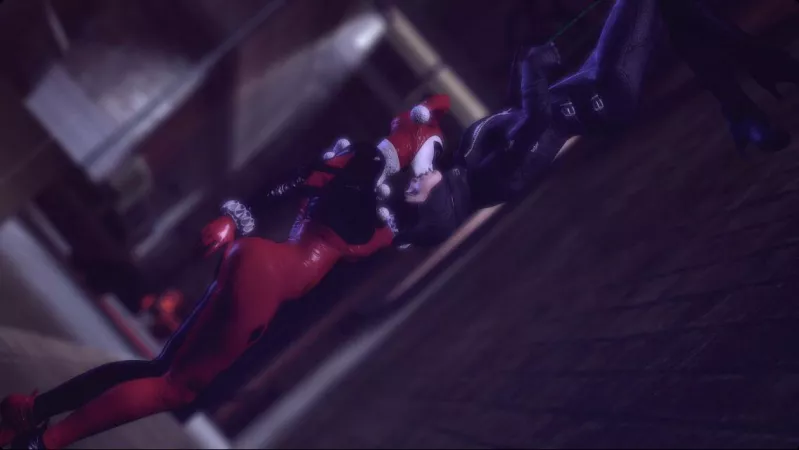 Catwoman and Harley reenact the spiderman kiss by uptomischief27