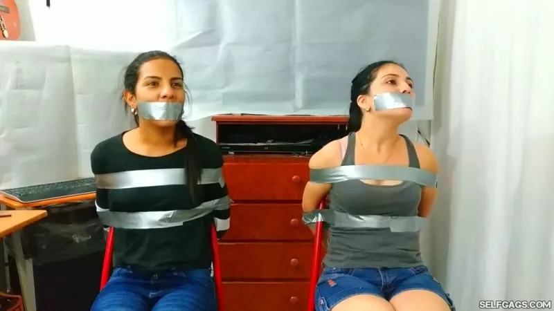 Chair Tied Sisters by Selfgags