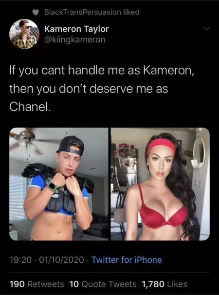 Chanel Santini goes by Kameron now and is non binary your first reaction??? by Childishx10