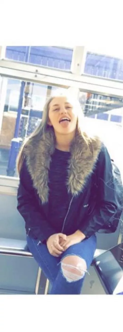 Cheeky mouth open pic in my leather jacket! Haha what do people think? Sorry it’s not great! X by leather_jeansfan