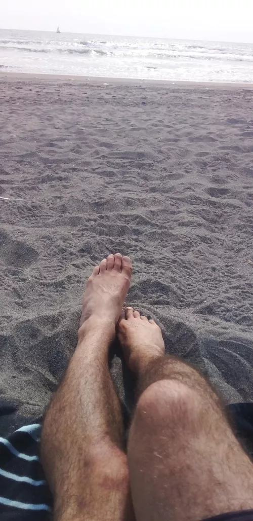 Chillin' at the beach. Who else likes to feel the warm sand on your feet? by Illustrious-Fun-5010