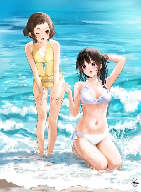 Chitanda & Mayaka in swimsuit [Hyouka] by its_CheeChung