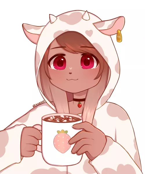 Choccy milk (Art by me: @itsnekoamai on twitter) by Itsnekoamai