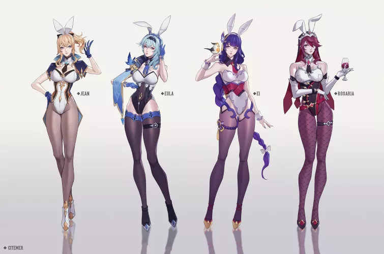 Choose your bunnygirl: Jean, Eula, Ei, or Rosaria? by ChristianBonifacio1