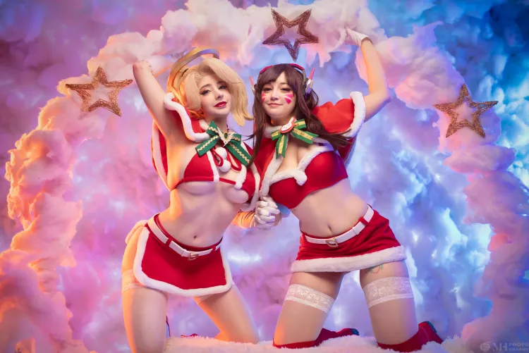 Christmas Dva & Mercy (Overwatch) by Shiba_Crafting & Mikomi Hokina by gabanviii