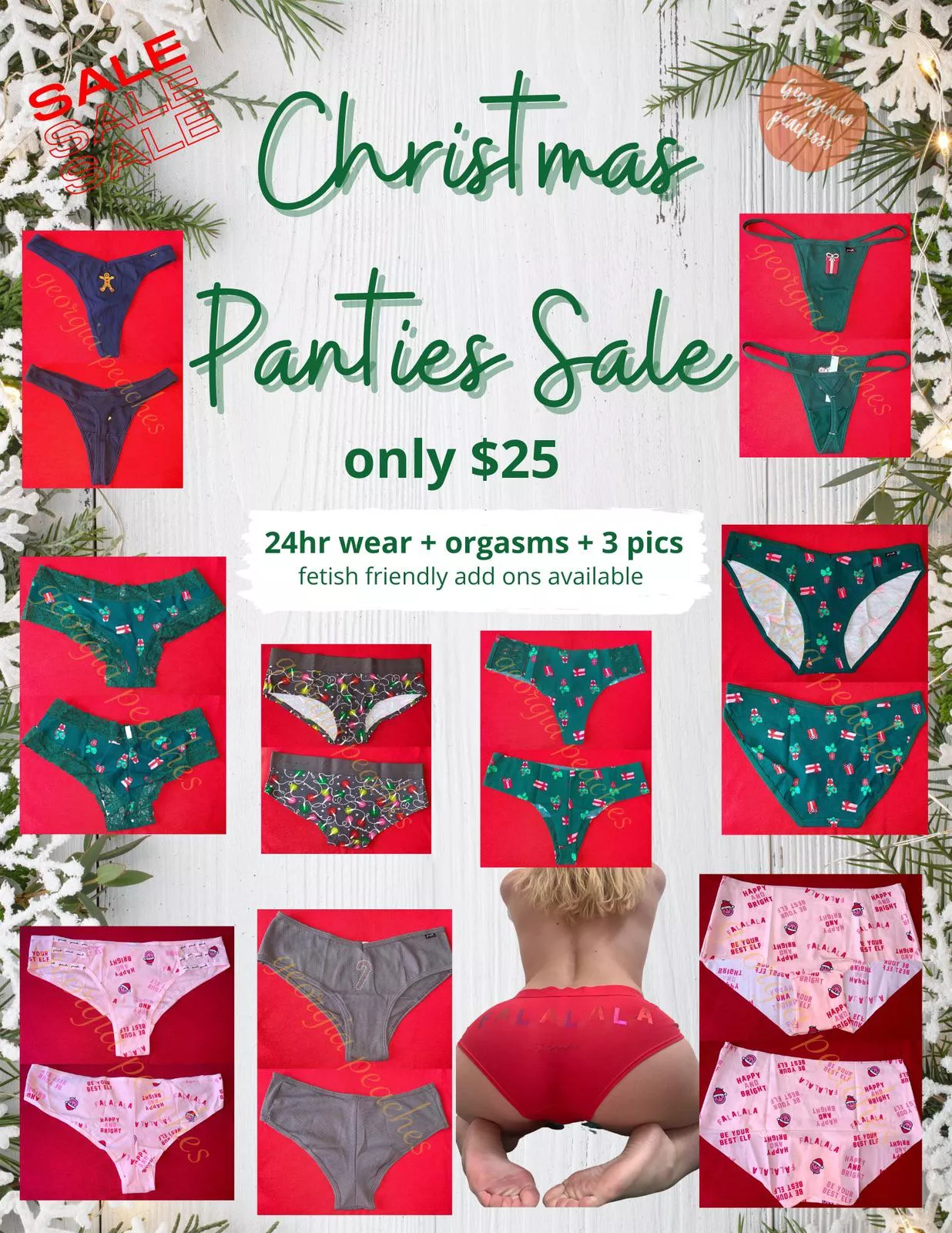 ❤️💚 CHRISTMAS PANTIES SALE 💚❤️ treat yourself to a pair of my delicious christmas panties for just $25 🎁 24hr wear + orgasms + 3 pics🎄fetish friendly add ons available✨ [PTY] [SELLING] [US] kik: georgiaa.peachess posted by georgiaaapeachesss
