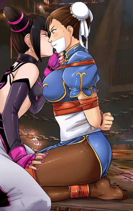 (Chun-Li & Juri) Juri Teasing a Tied Up Chun-Li (Loz) [Street Fighter] by hewhocumsbynight