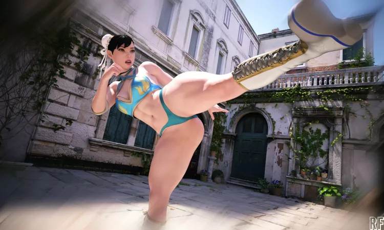 Chun-Li KICK! (Rude Frog) [Street Fighter] by Kuro-Oji