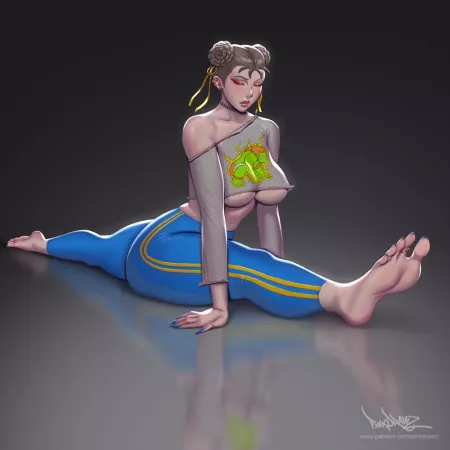 Chun-Li stretching (pinkdrawz) [Street Fighter] by caput4ever