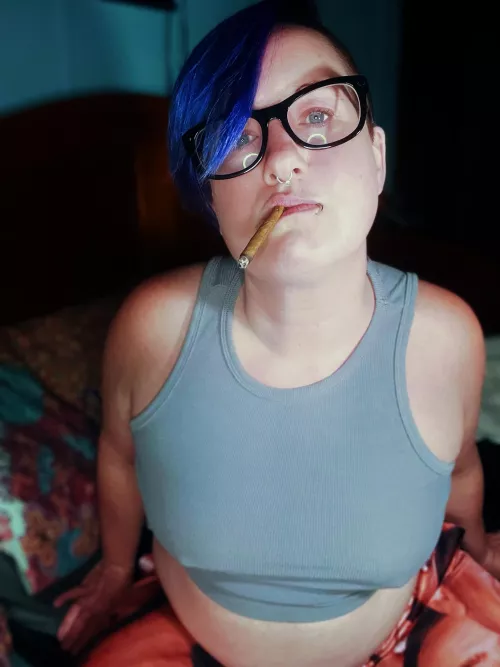 Cigarillo dangle on soft puffy lips. by Rogan_Damiana