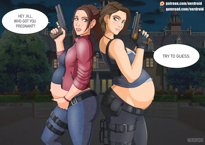 Claire & Jill pregnant - Resident Evil - Art by me(NerDroid) by Ner-Droid
