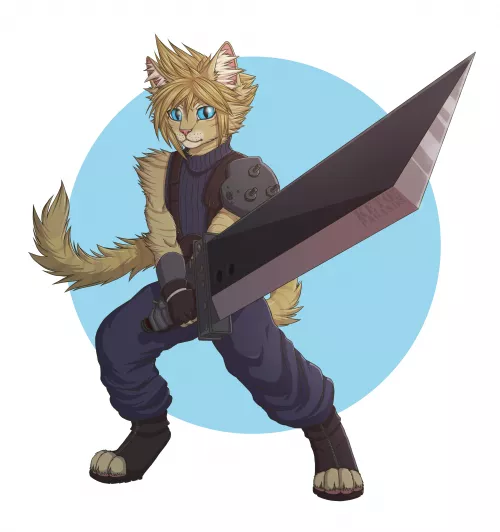 Cloud Strife as an anthro cat - Art by me more info in the comments by KetoPagano