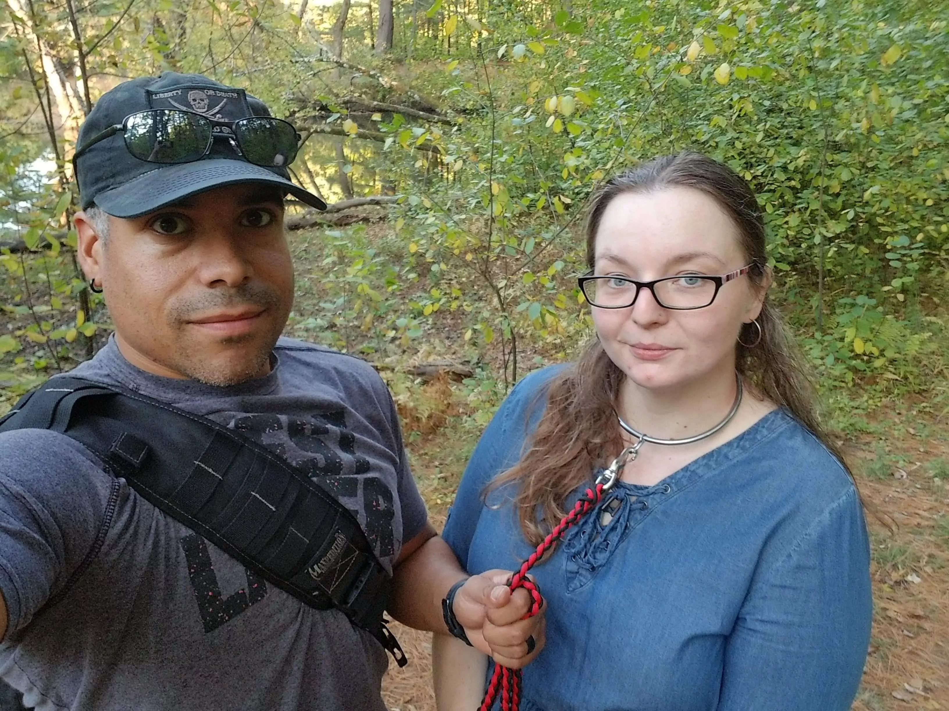 Collared? ✓ Leashed? ✓ Out for a walk with Master? ☺️☺️☺️ posted by mrsmcmisterface