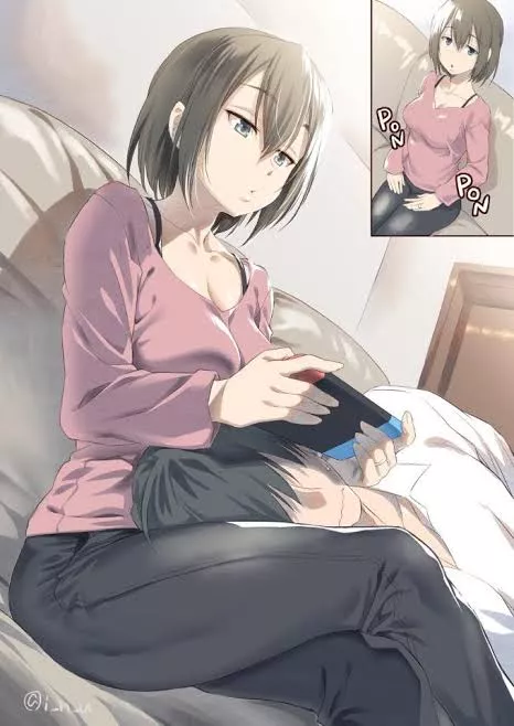 Come lay your head on mommy's lap, it's gaming time. posted by swiftcrey