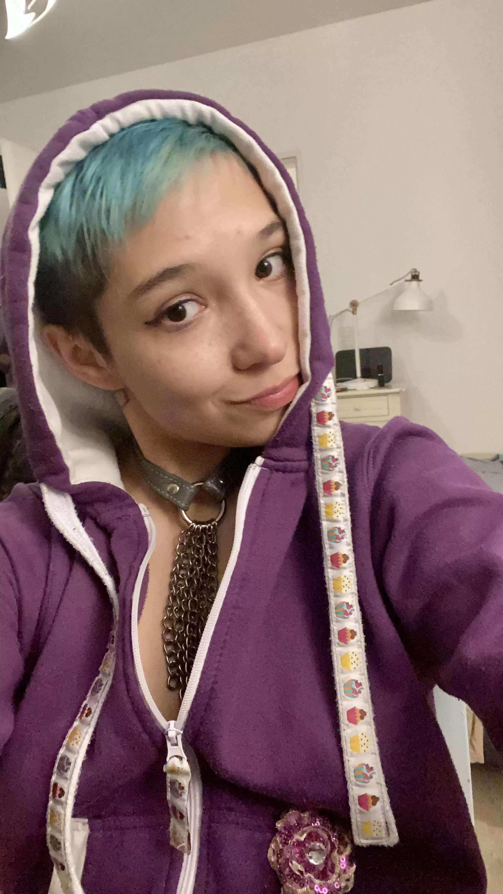 Comfy in my onesie and collar! 💜⛓ posted by uncles-little-girl
