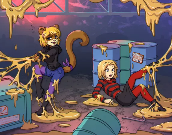 Commission, Ferret and Diane in Glue Bondage ( StickyScribbles ) by 24Emma