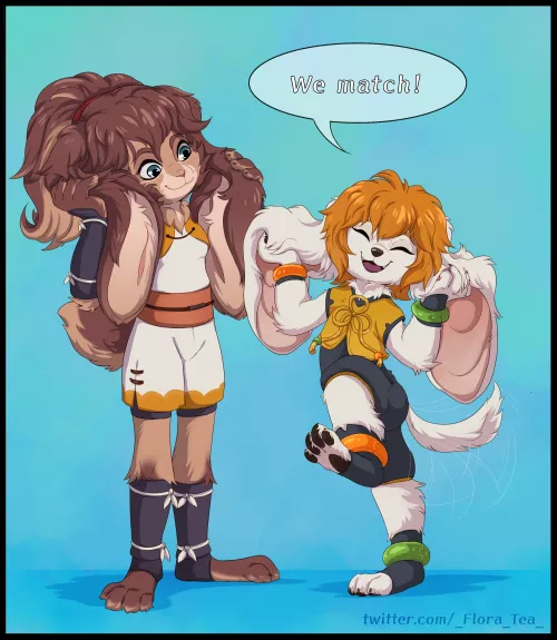 Commission for @DarklighterYt of Milla from Freedom Planet and Lop from Star Wars Visions: Lop and Ocho meeting! Milla is excited to meet a fellow floppy-eared fluffball! X3 by Flora-Tea