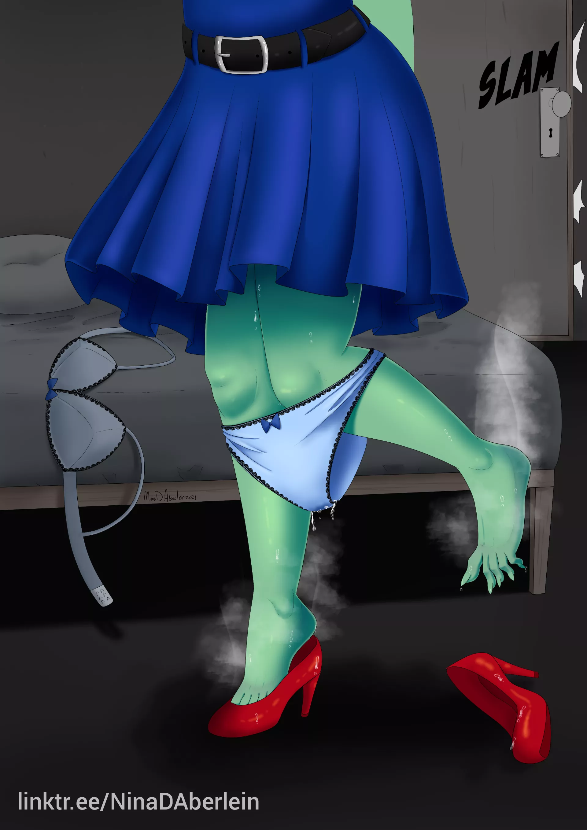 Commission Lower body of a steaming goblin girl after dinner on a date Art by me! Social media links in the image ^^ posted by NinaAberlein