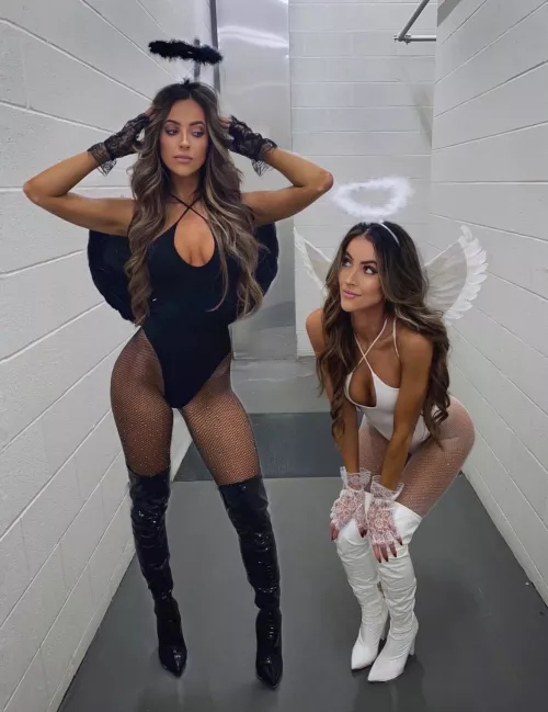 Contrasting sisters contributing to a slutty halloween by queenkatie101