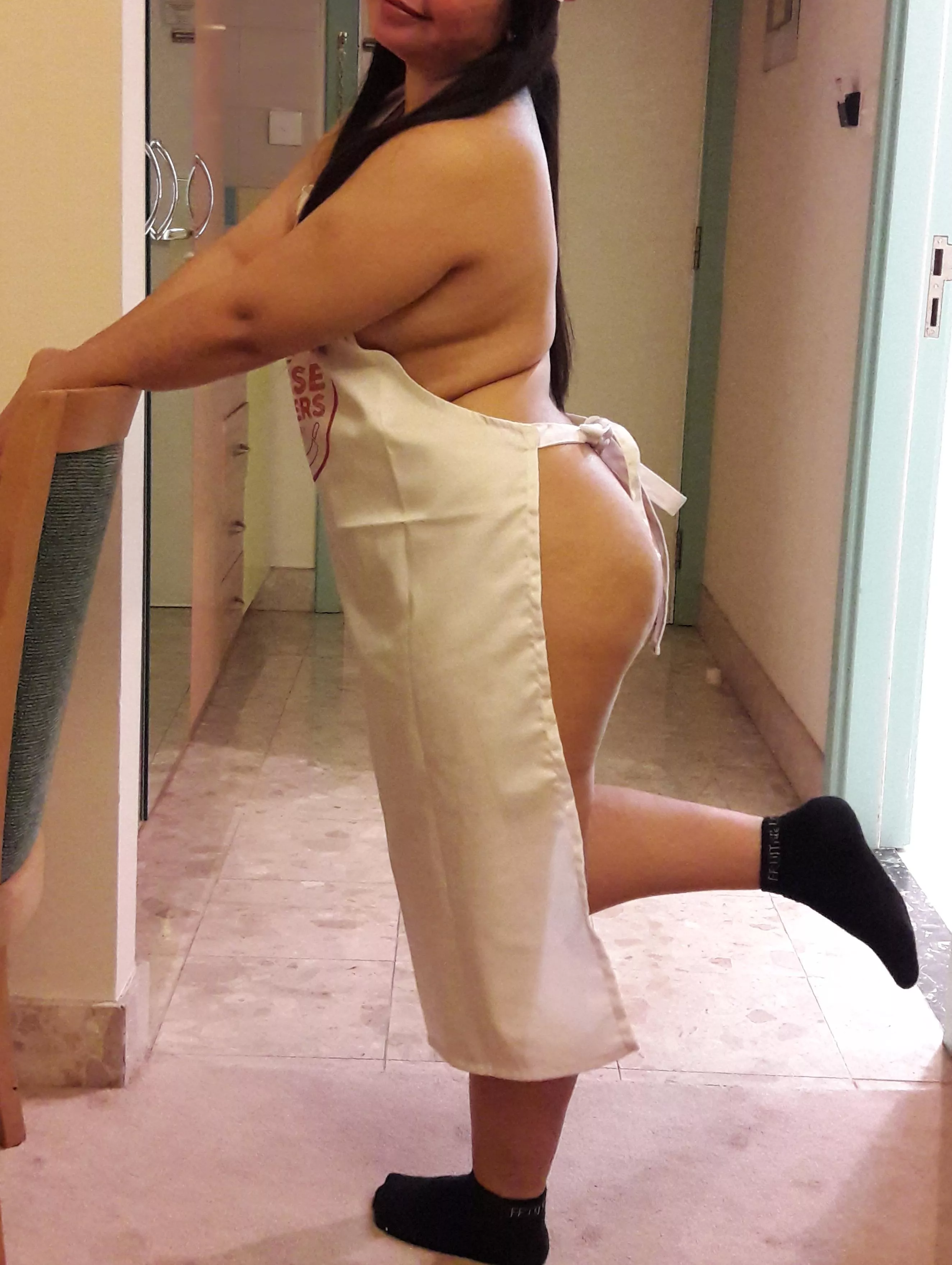 Cooking wearing just n Apron n socks[F]😋😛 posted by 1nonlybabygurl