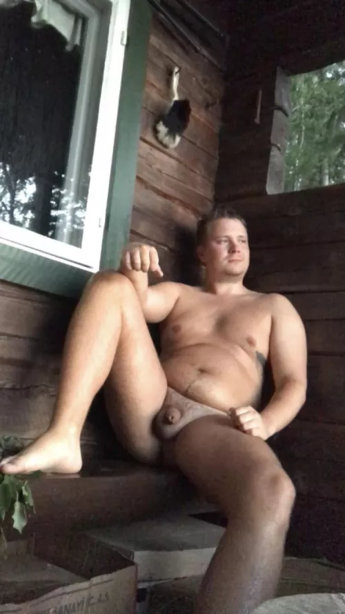 Cooling off after sauna. by 71836