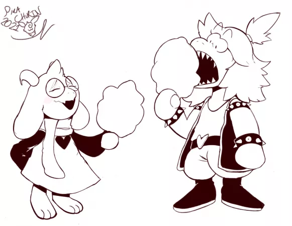 Cotton Candy Up in Here! (Susie And Ralsei Fanart) by churin8