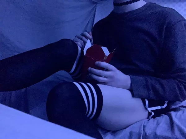 Could I maybe sit on your lap while eating this Panda Express? by Floombst