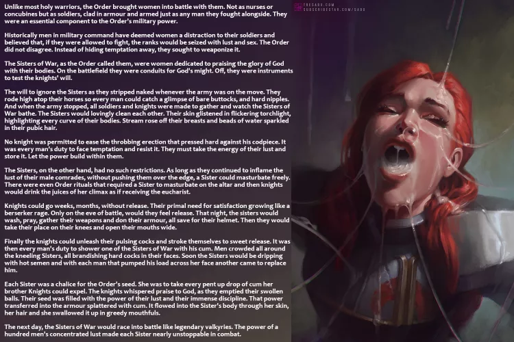 Covered in holy seed [Bukkake] [Fantasy] [Lore] [Religious] [Temptation] [Chastity] [Knight] (original art by Sabu) by Fuller_Press