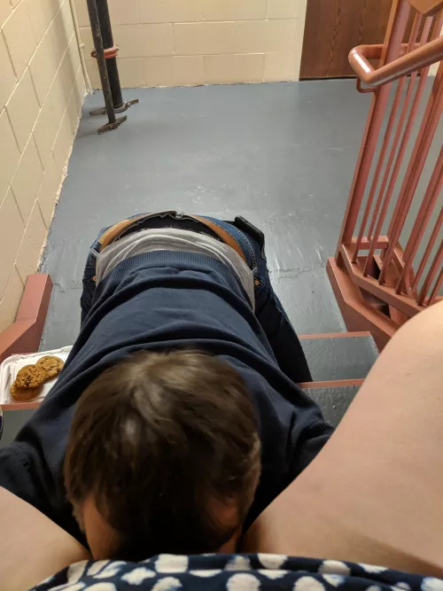 Co-worker brought me cookies for lunch today, so I returned the favour and let him munch on me 💦