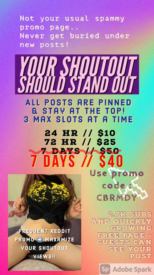 Creators! 🧡 Looking to grow ⬆️ your OnlyFans? I offer paid Pinned 📌 Shoutouts on my personal page - limited slots - spam free! Your post stays on TOP! 💥SALE TODAY ONLY💥 ⬇️ by miverva13