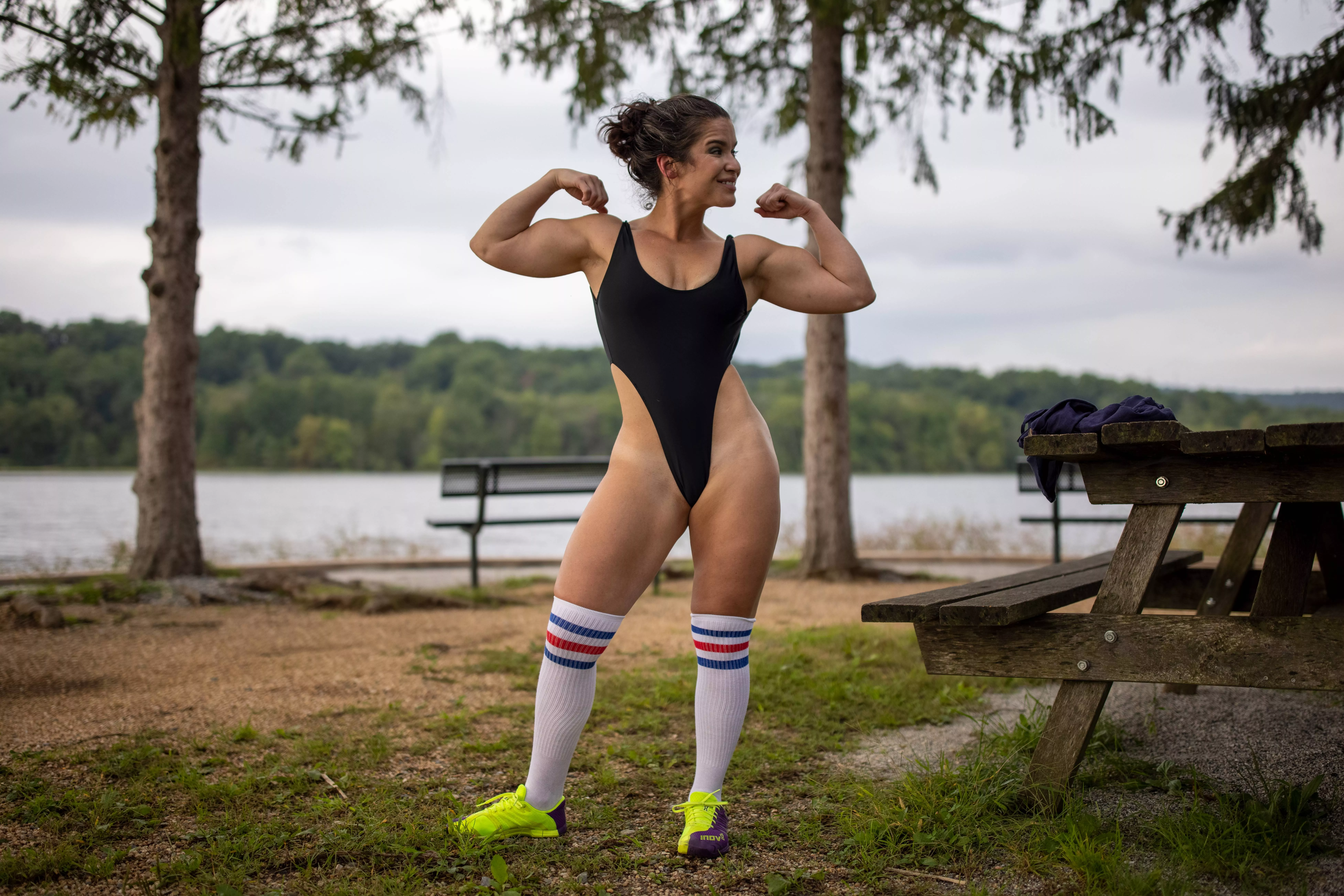Crossfitting in the park in a thong leotard - Sammi Starfish posted by Sammi-Starfish