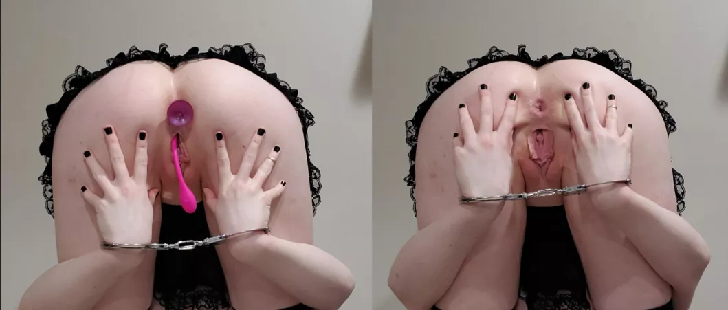 Cuffed slut with both holes filled, then emptied - in/out by privatePropertyPet