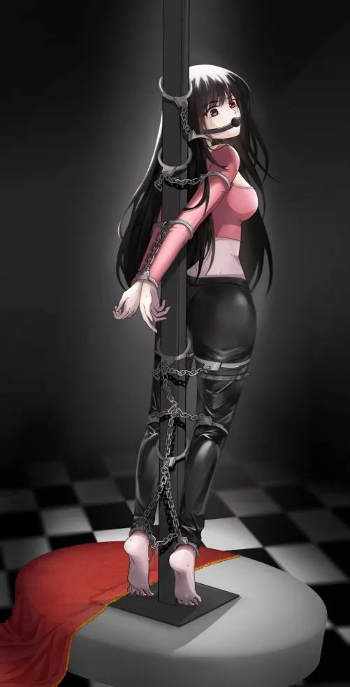 Cuffed to the post by Step-back