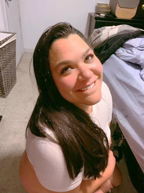 Cum all over my hair. I was lucky enough to get a little on my face too 😁 by Sillyslutwifev2