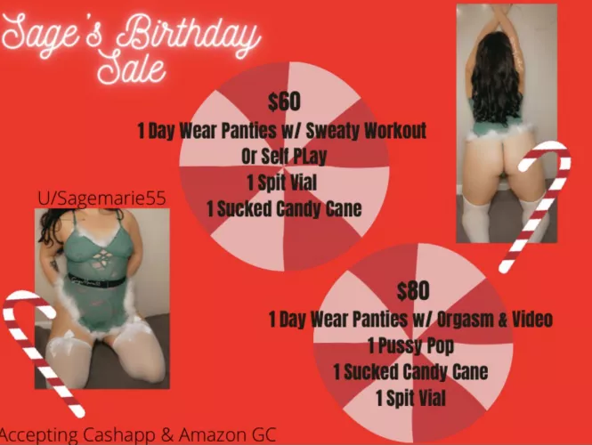 Cum Celebrate Sage for My Birthday Month 🎂 [Selling] Panties• Vials 🧪 • Half Off Gym Sets• Pops & More 💦 [kik] Sagemarie55 by SageMarie55