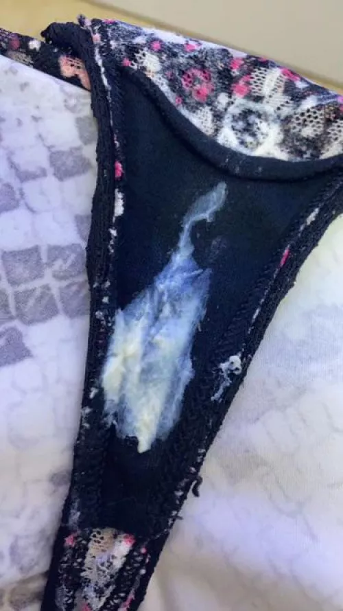 Cum soaked floral lace panties, thinking of you 😉 by naughtyandsweet143