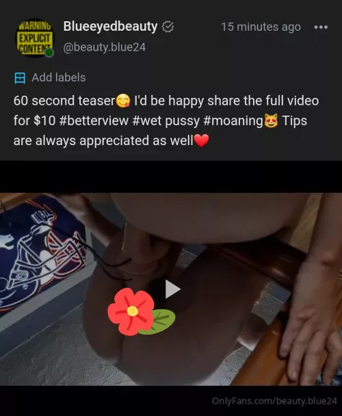 Cum take a look at my profile 20% off of full price 8$ for subscription. 60 second teaser of me riding my favorite toy included 🥵 *Link Is In The Comment Section Below* by breezy01994