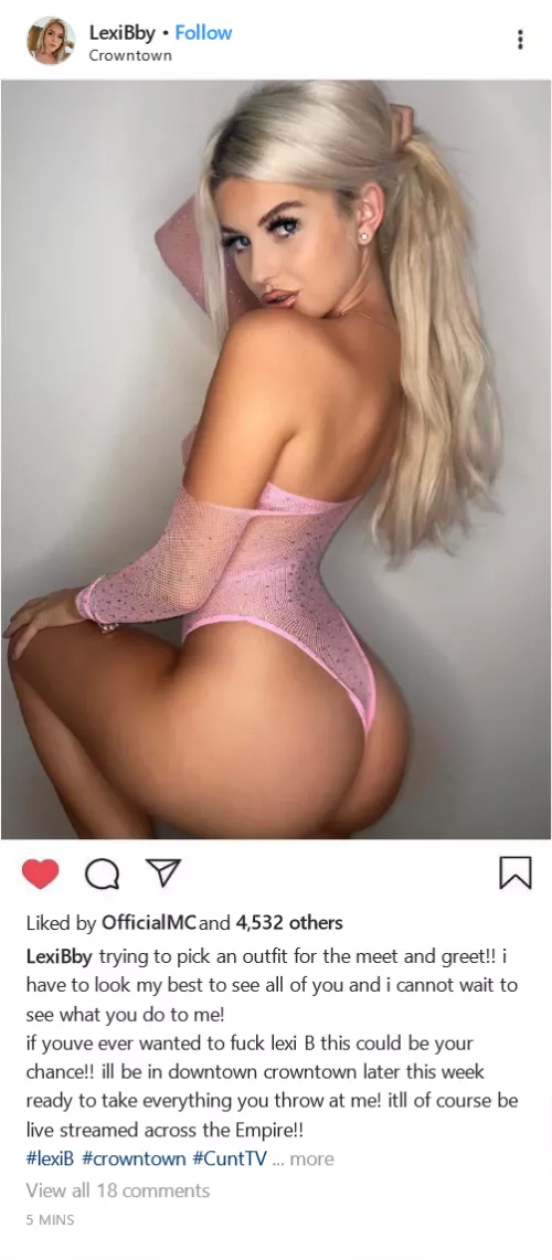 Cuntagram - Gettign ready for the Lexi B Meet and Greet! See below by LexiBMDE