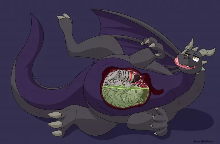 Curled up [by FoodShaped] [M/M] [Feral x Anthro] [Internal] [Unwilling] [Scalie x Furry] [Soft] [Oral] by Harvok_XXX