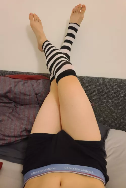 Cut my thigh highs to show off my feet! by Charged4