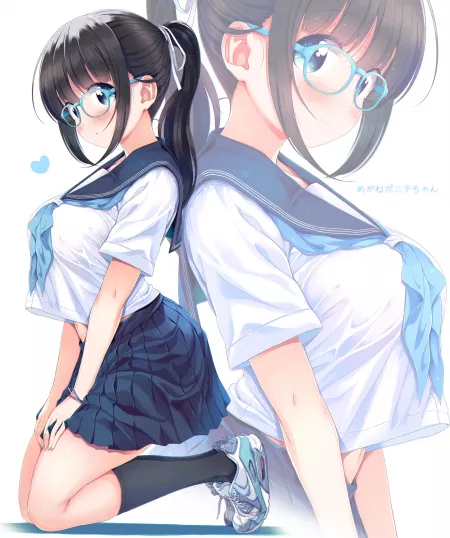 Cute blue glasses. [Original] by chilidirigible