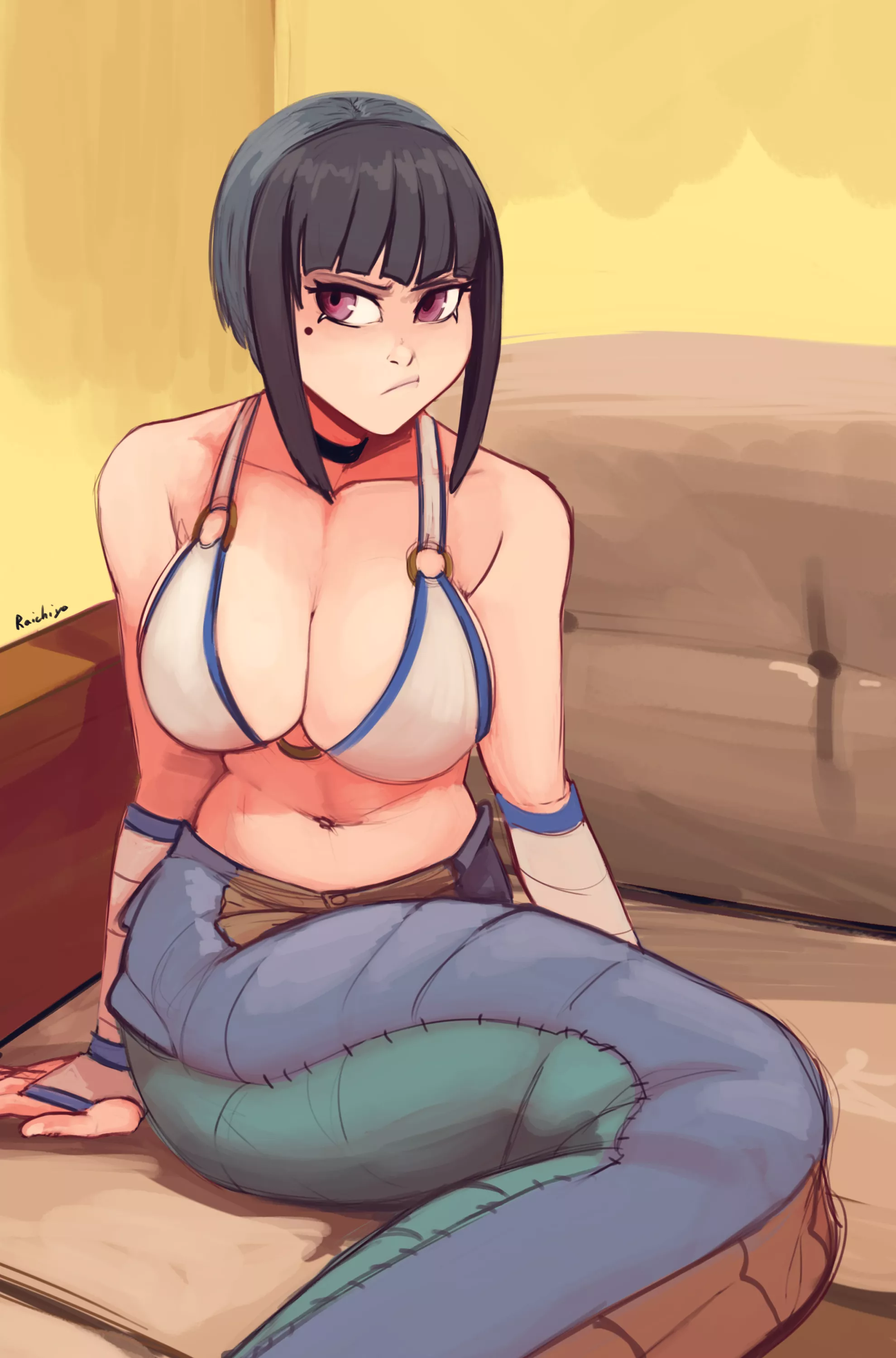 Cute gal in a Lamia costume, by Raichiyo33 on Twitter posted by Lusty_Commissar