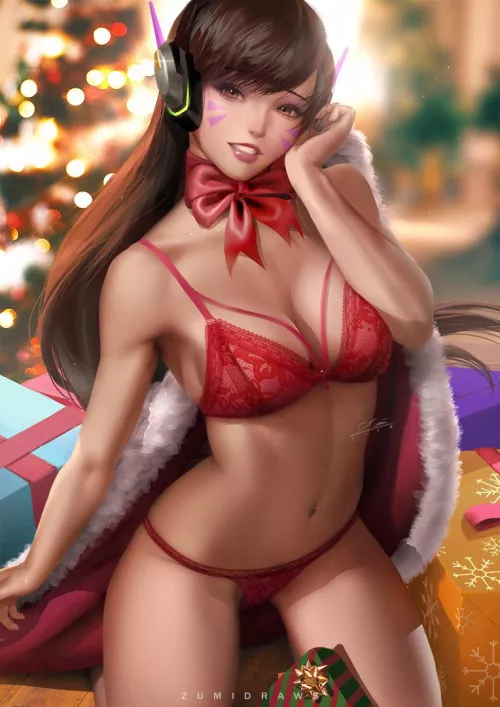 Cute holiday D.Va (ZumiDraws) by INSUBORDINATION-BRUH