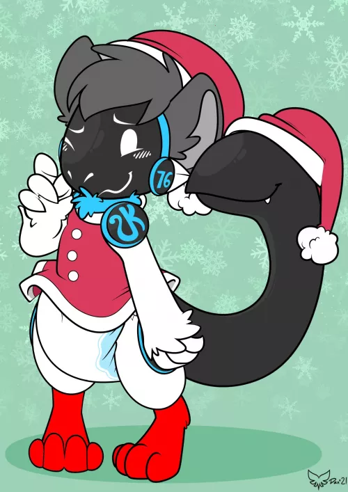 Cute little baby Protogen and its tail maw being festive. A bit too festive. (@ArtistAkita from twitter) by Kenneth_Angelus76