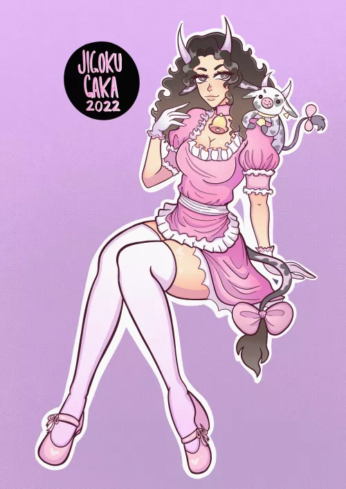 Cute Maid Cow girl~💖 (art by me) by lovelymimi99