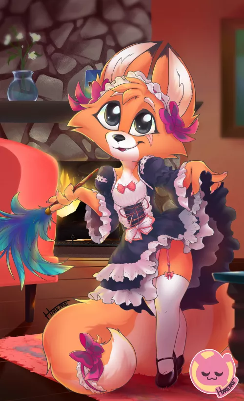 Cutie Fox Maid (by me) by H_MemeOwO