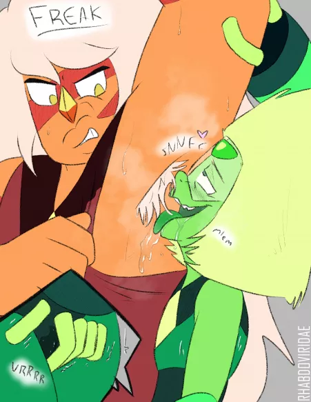 CW: musk/sweat Peridot worships Jaspers armpits by realwolftacos